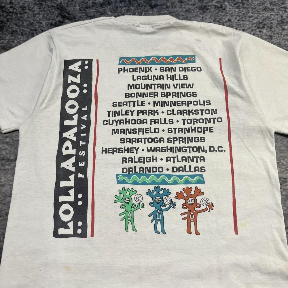 Vintage 1991 Lollapalooza T Shirt Mens Large White Music Festival Band Tee 90s - Picture 7 of 8
